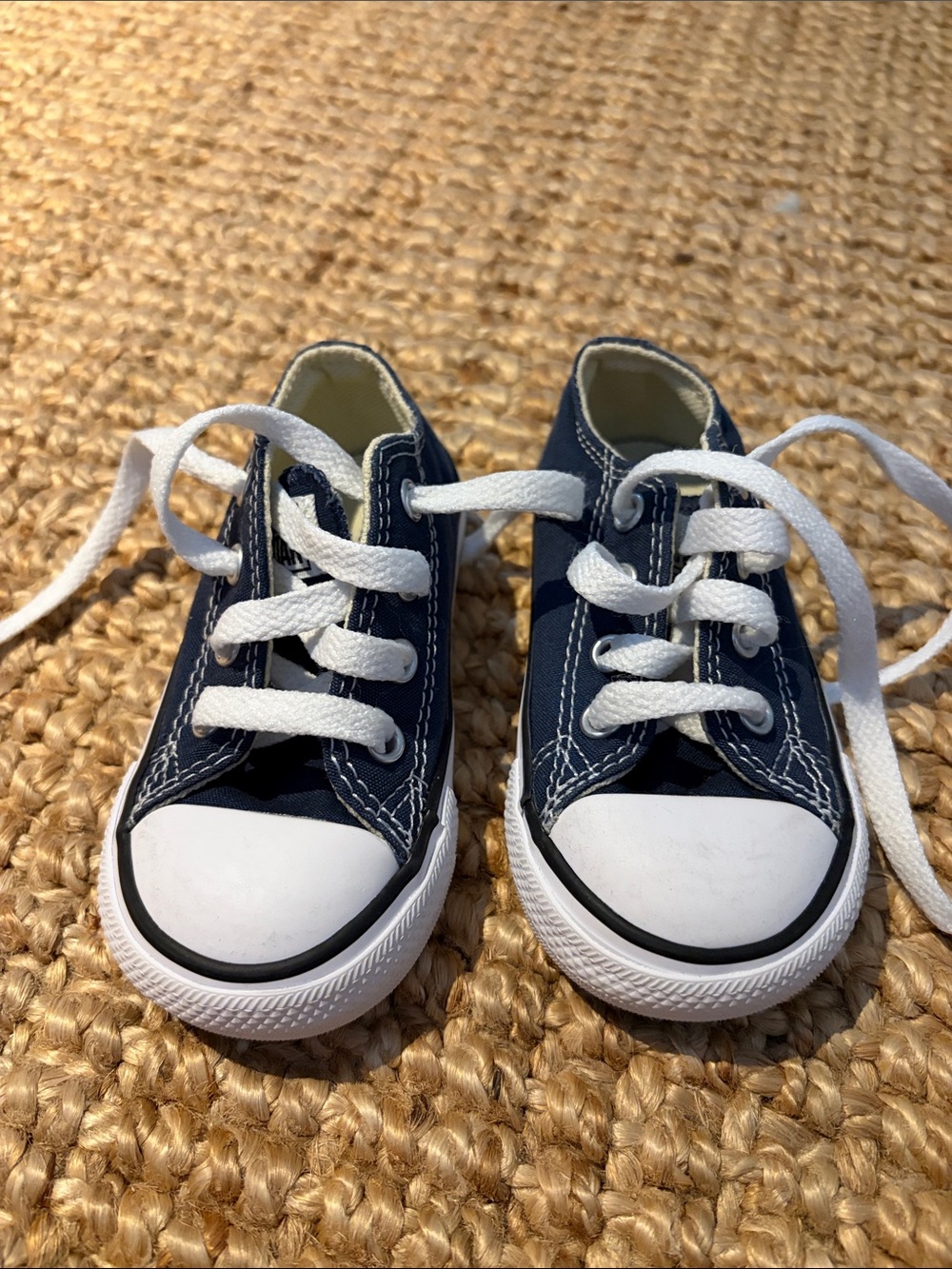 Converse Kids Navy Canvas Sneakers with White Laces